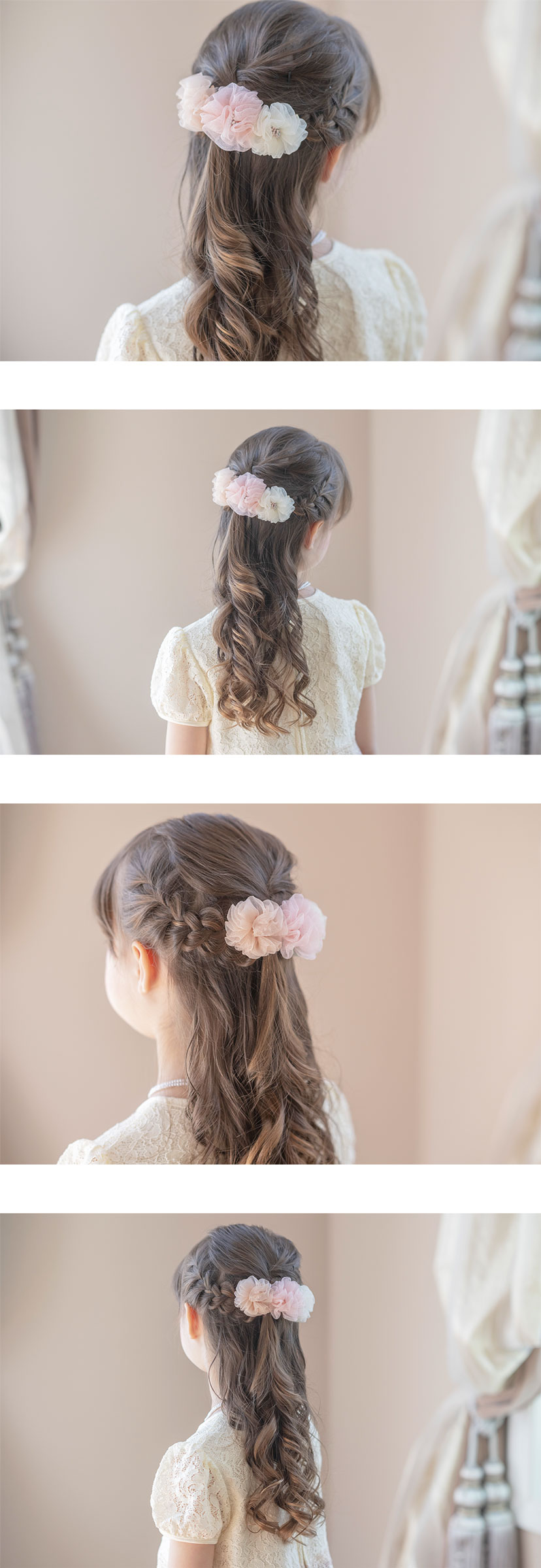 送料無料【春の発表会・結婚式セール】 マカロンカラーのお花ヘアクリップ 2個セット 女の子 髪飾り ヘアアクセサリー YUP4《メール便優先商品》