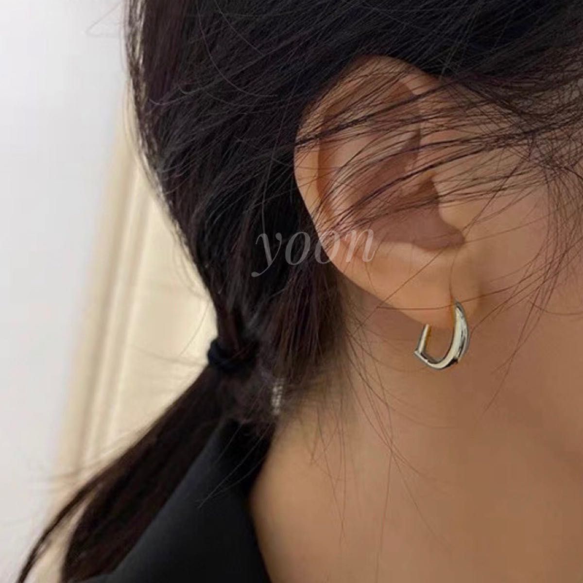 Dモチーフフープピアス シルバー 韓国 18k zara dior 好きにもオススメ メンズにも◎