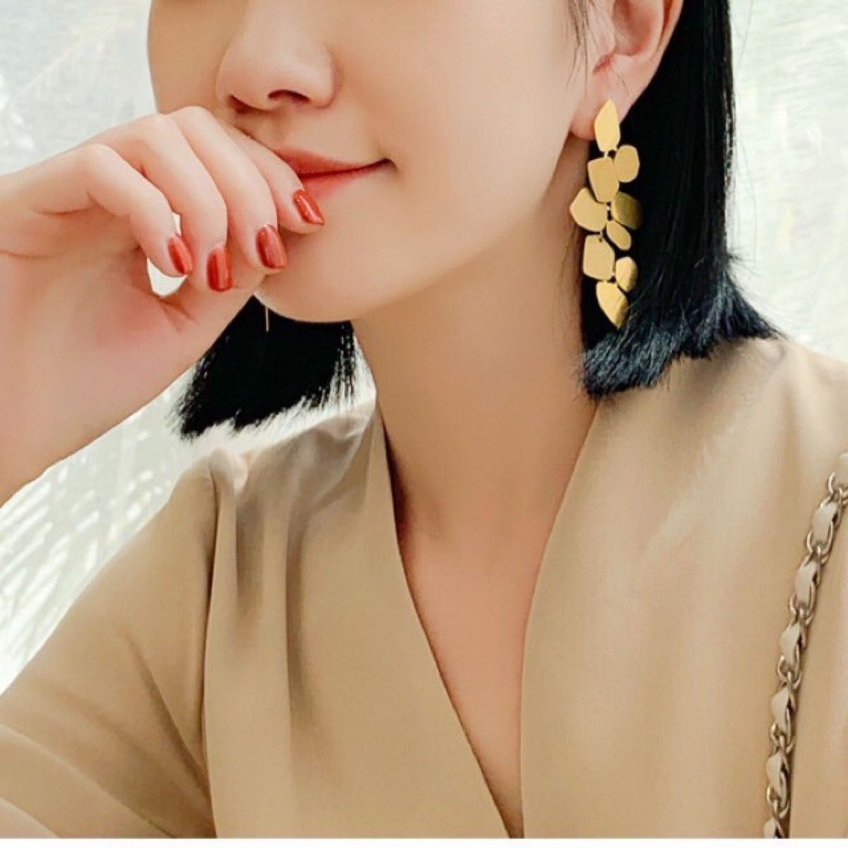 ジュエリーポーチ付アレンジ出来る！花もチーフが可愛いピアス♪匿名