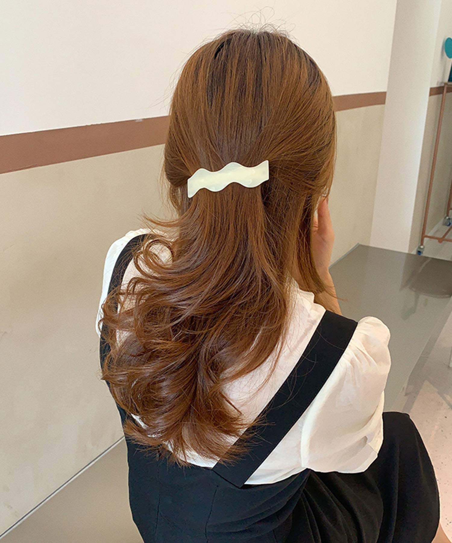 ヘアアクセサリー ヘアクリップ ヘアピン ホワイト＆ブラック - ヘアピン