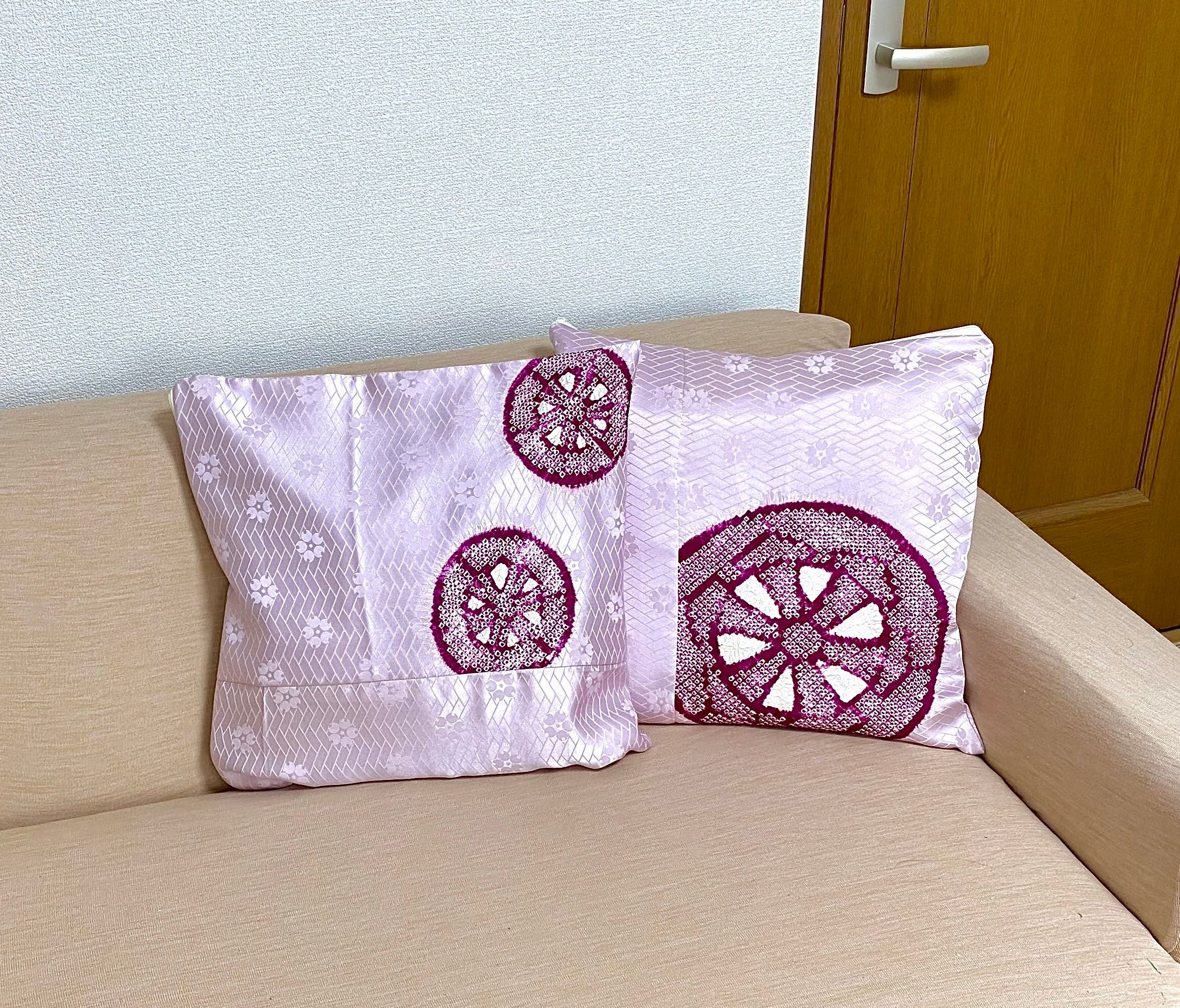 No.8 帯リメイクトートバック ピンク刺繍