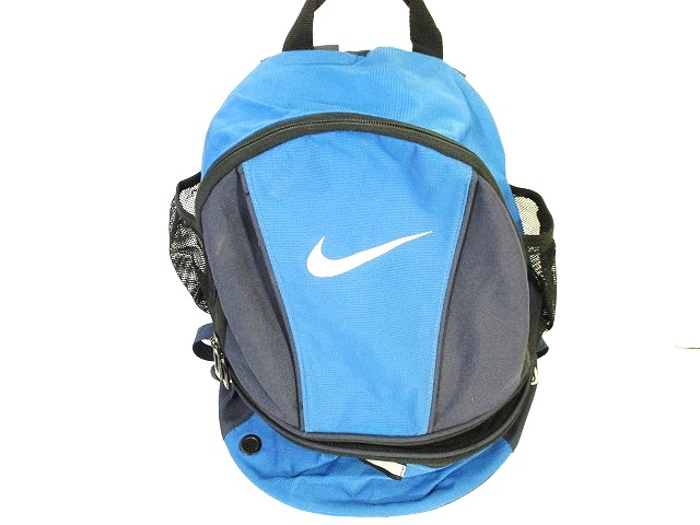 ナイキ NIKE スポーツ バッグ リュックサック ビニールキャンバス プリント ロゴ 青 紺 ブルー ネイビー メンズ