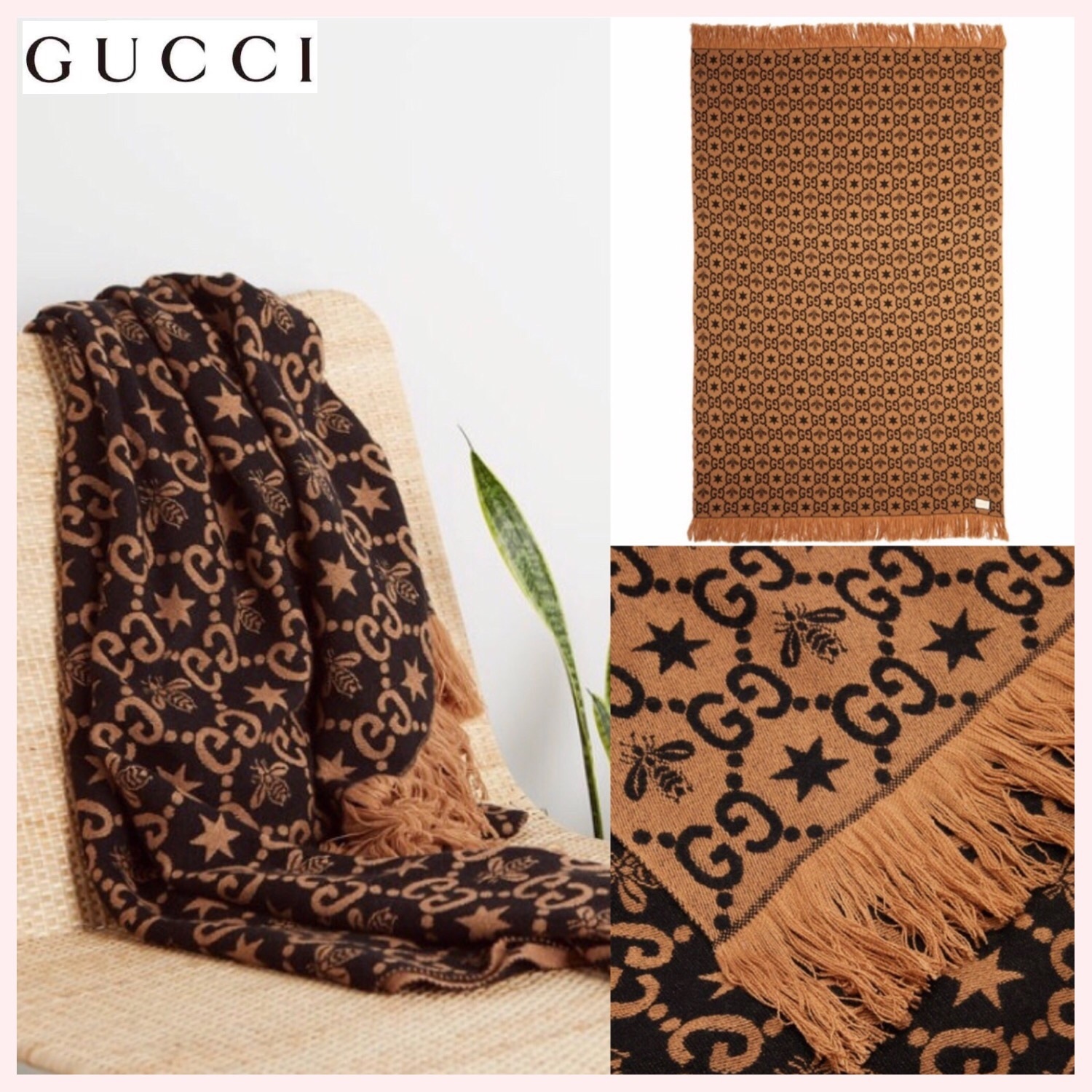 GUCCI 関税込 関税込 GG&ビージャカード ブランケット (GUCCI