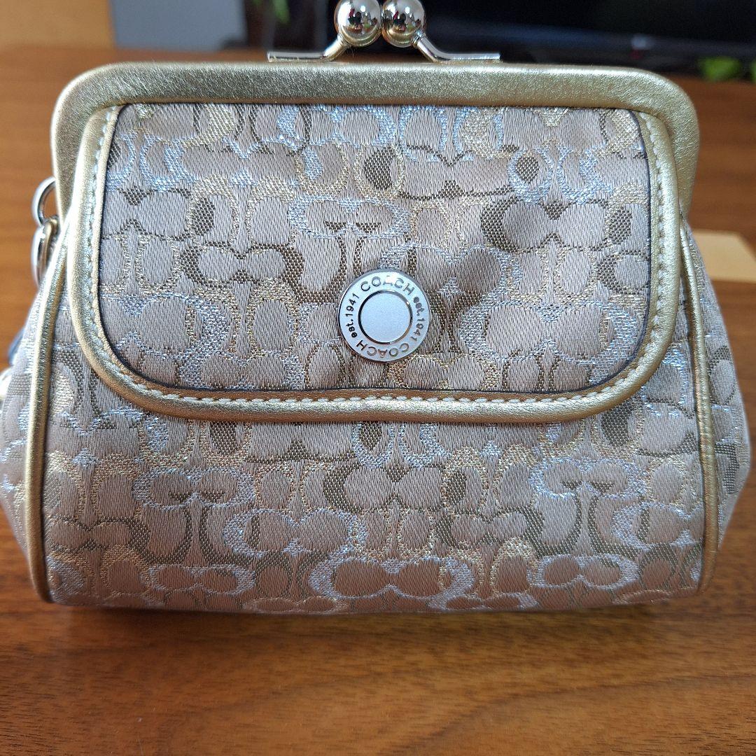 超希少✨COACH コーチ がま口 ポーチ お財布コインケース ピンク ゴールド-
