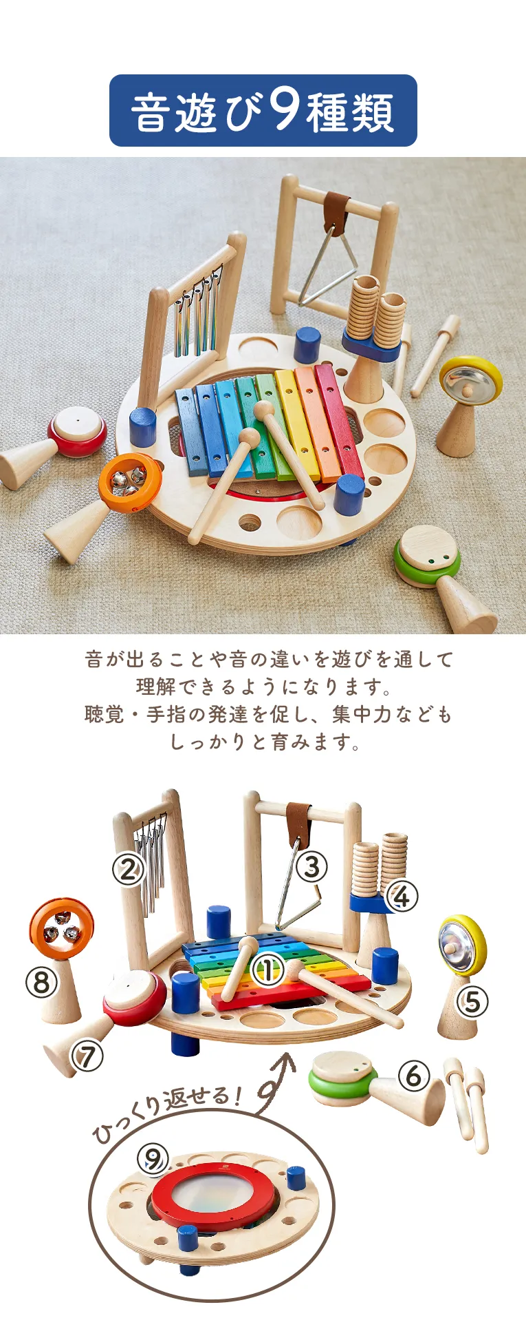 音の鳴る木のおもちゃならメロディーゴーラウンド|通販・1歳