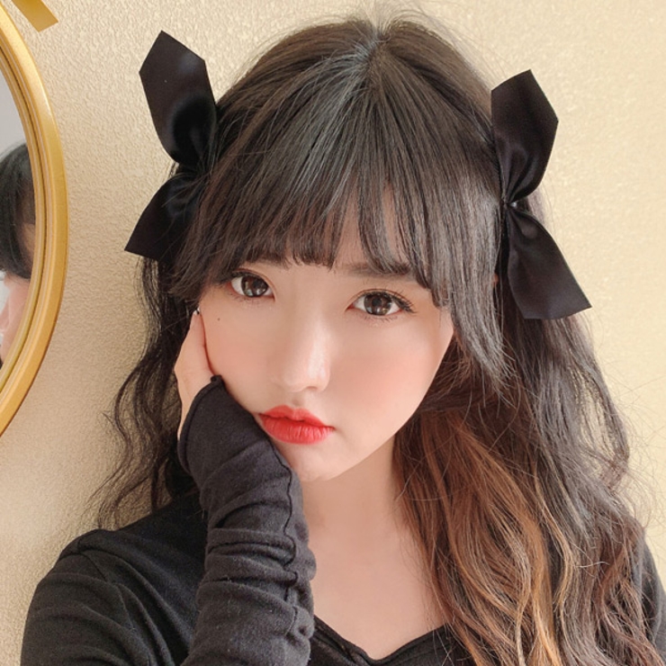リボン ヘアクリップ 2個セット ブラック レッド オフホワイト