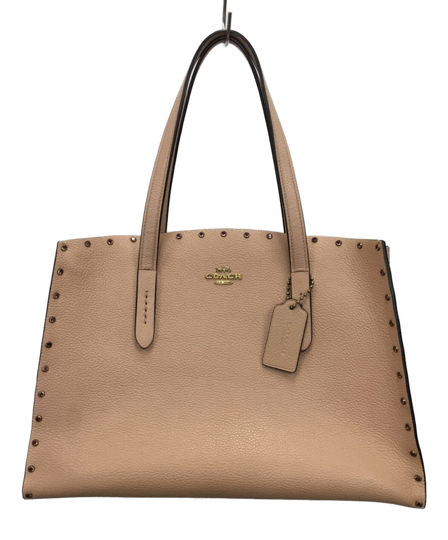 □美品□COACH コーチ パテントレザー トートバッグ ピンク がま口