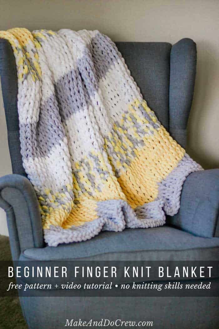 Free Loop Yarn Finger Knitting Blanket Pattern + Tutorial for